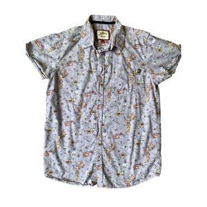 Joe Browns UK Mens Casual Button Down Shirt Medium Purple Aloha Hawaiian Surf